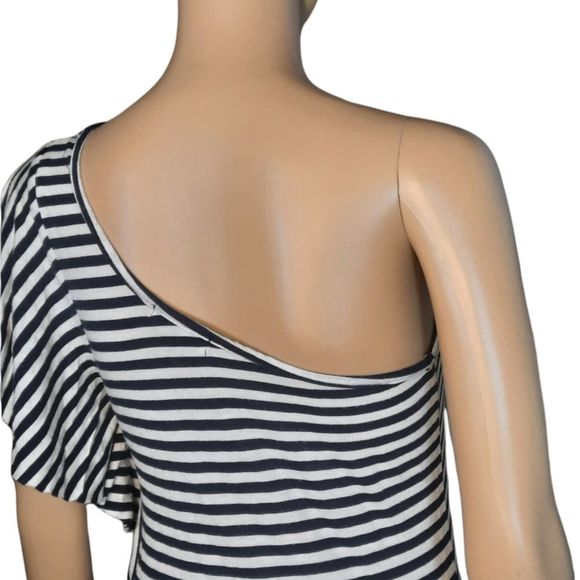 Two Apples Shirt Navy blue  White striped shirt one sleeve Size Medium - Picture 10 of 14